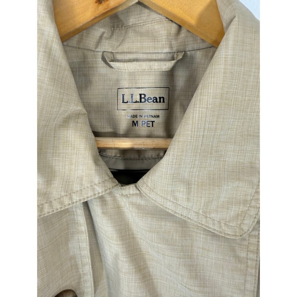 L.L.Bean Double Breasted Trench Coat Belted Tan Beige Womens Medium Petite Lined - Picture 5 of 9